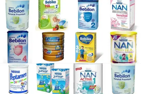 Różne rodzaje mleka modyfikowanego dla niemowląt i dzieci: Bebilon, Bebiko, Enfamil, NAN. Wybór odpowiedniego mleka to kluczowe pytanie: jakie mleko dla noworodka?