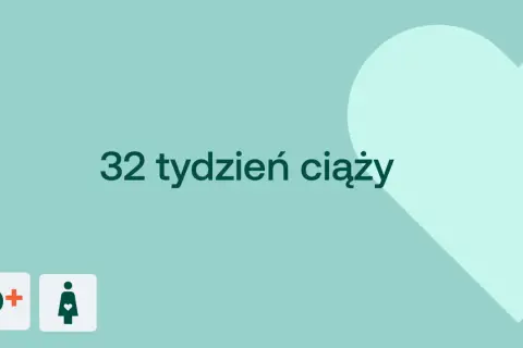 32 tydzień ciąży. Czas na przygotowania do porodu. D+ ikona kobiety w ciąży.