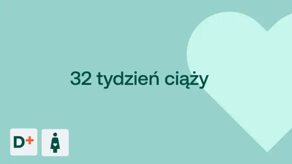 32 tydzień ciąży. Czas na przygotowania do porodu. D+ ikona kobiety w ciąży.